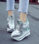 Trendy Camouflage Glitter Hidden Heel Platform Sneakers