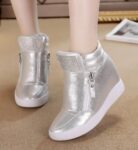 Sparkling Rhinestone Hidden Heel Double Zipper Sneaker