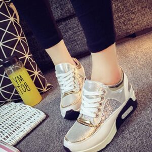 Sparkling Glitter Embellished Hidden Heel Platform Sport Shoes