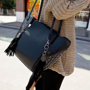 skull punk design black bag