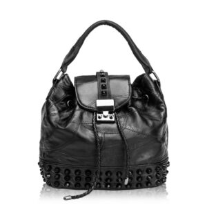 Chic Studded Genuine Leather Shoulder Bag