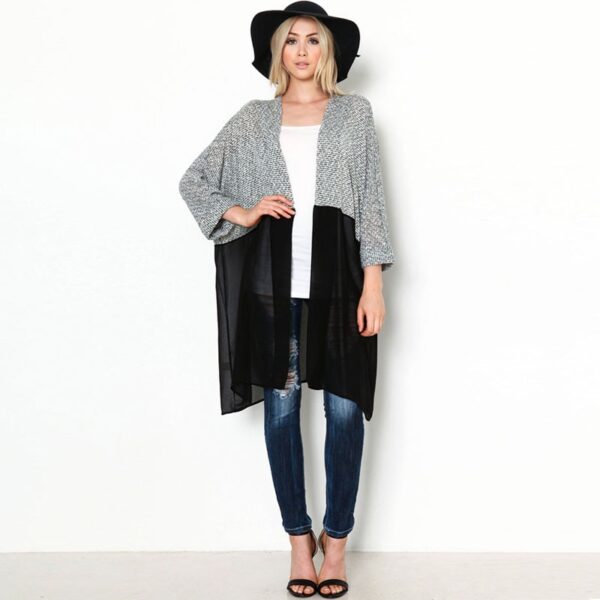 spring chiffon gray cardigan jacket