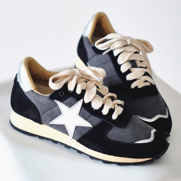 star lace up black sport shoes
