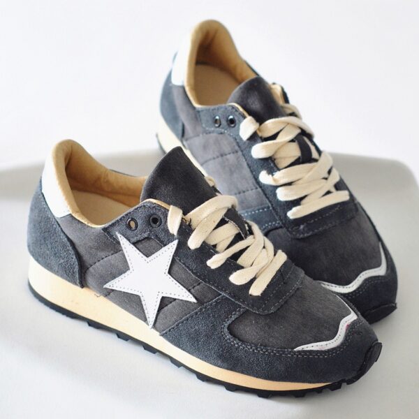 star lace up gray sport shoes