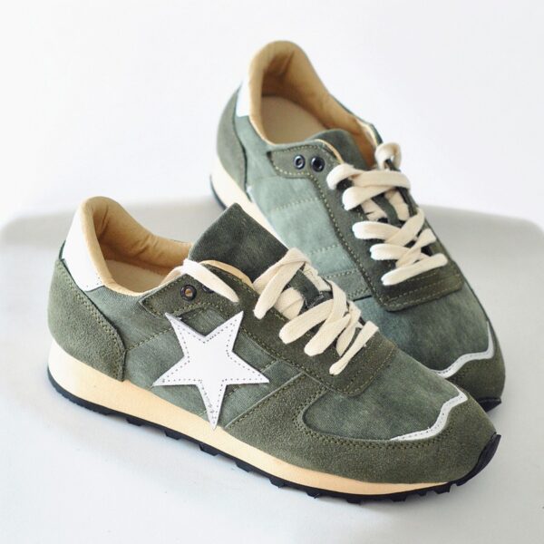 star lace up khaki green sport shoes