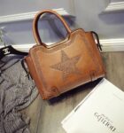 Star Riveted Genuine Leather Shoulder Bag