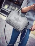 Star Riveted Genuine Leather Shoulder Bag