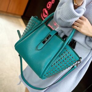 studded rivet aqua mint green trapeze women sleeve bag