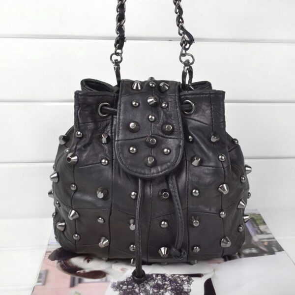 studded rivet chained black cross bag