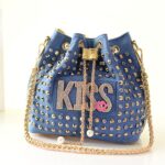 Shiny Studded Denim Shoulder Bag