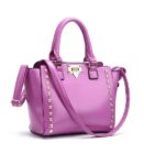 Bold Studded Genuine Leather Shoulder Bag