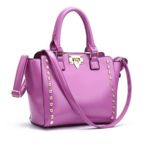 Bold Studded Genuine Leather Shoulder Bag