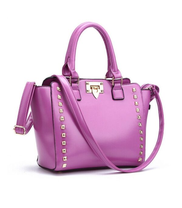 studded rivet lilac lavender leather sleeve bag