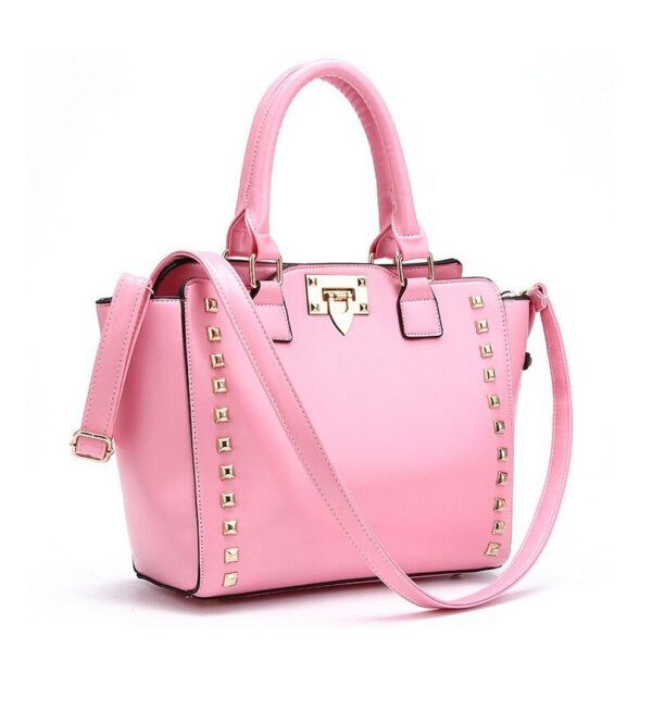 studded rivet powder nude pink leather sleeve bag