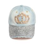 Rhinestone Studded Embellished Queen Crown Denim Hat