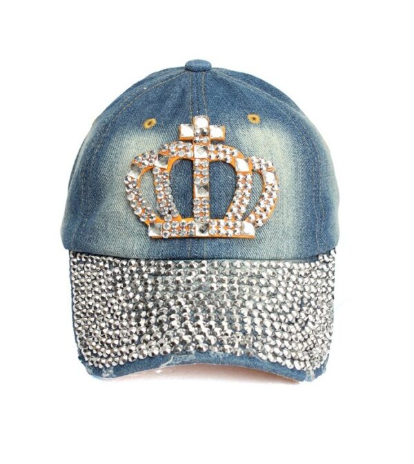 studded rivet rhinestone navy queen denim hat