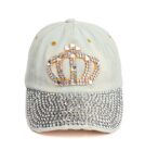 Rhinestone Studded Embellished Queen Crown Denim Hat