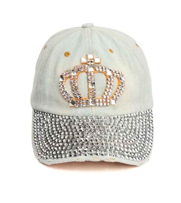 studded rivet rhinestone white queen denim hat