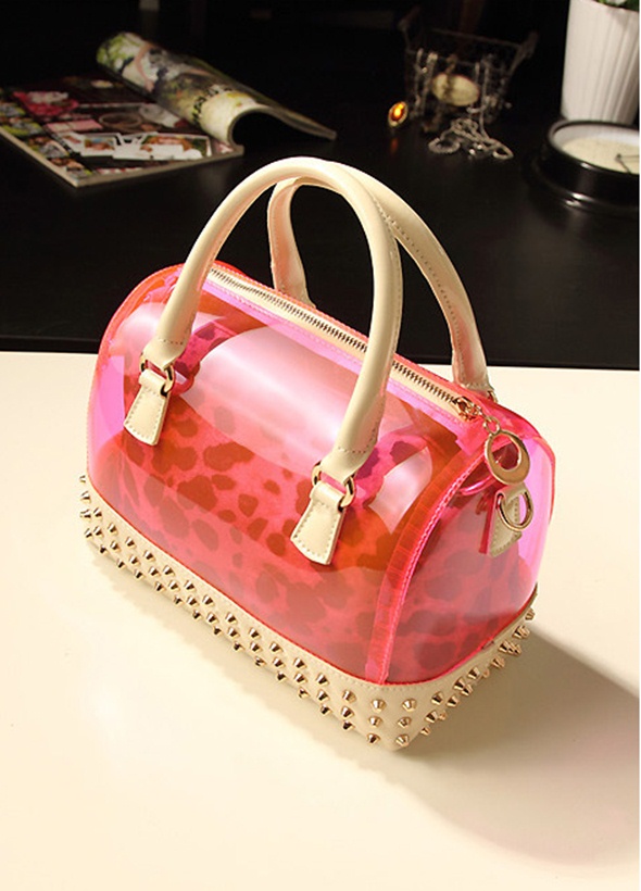 studded rivet silicone pink sleeve bag