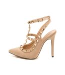 Studded Strap Leather Stiletto Heels