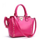 Bold Studded Genuine Leather Shoulder Bag