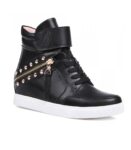 Edgy Studded Zipper Genuine Leather Sneakers