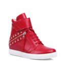 Edgy Studded Zipper Genuine Leather Sneakers