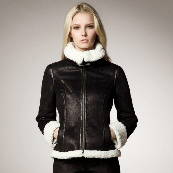 Plush Faux Fur Trim Vegan Leather Jacket 1 tan black plush leather jacket
