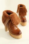 Luxurious Black Fur-Trimmed High Heel Booties
