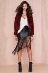 Black Fringed Asymmetric Mini Skirt