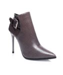 Elegant Genuine Leather Thin Heel Buckle Ankle Bootie