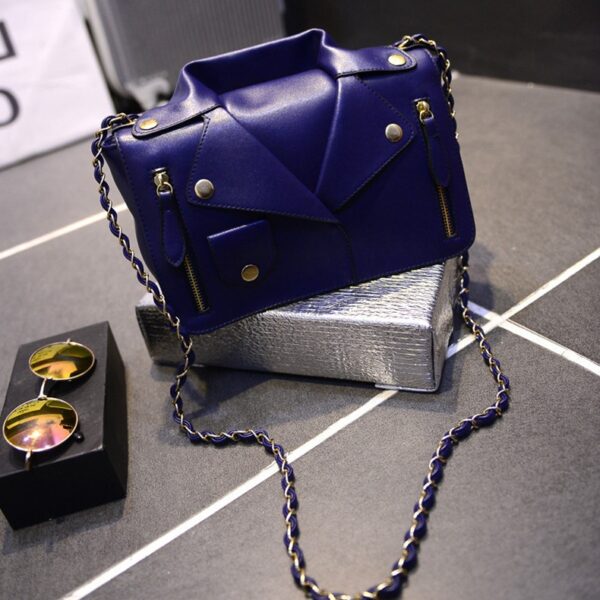 Quilted Jacket-Style Chain Shoulder Bag 5 trend blue jacket look bag