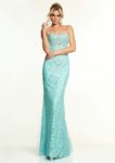 Beaded Lace Strapless Mermaid Evening Gown