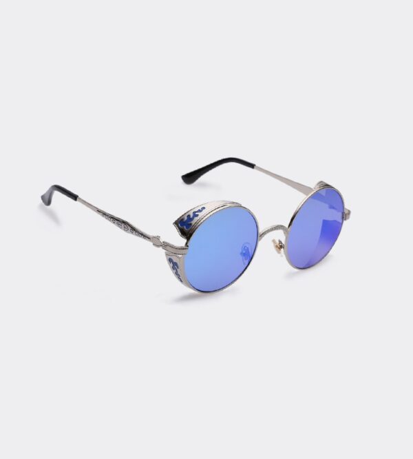 turquoise round metal sun glasses