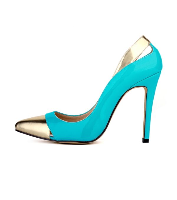 Glamorous Metallic Bronze Toe Vegan Patent Stiletto 1 turquoise stiletto