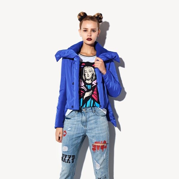 Asymmetric Puffer Jacket with Belt Back Detail 1 turtleneck collar puffer jacket