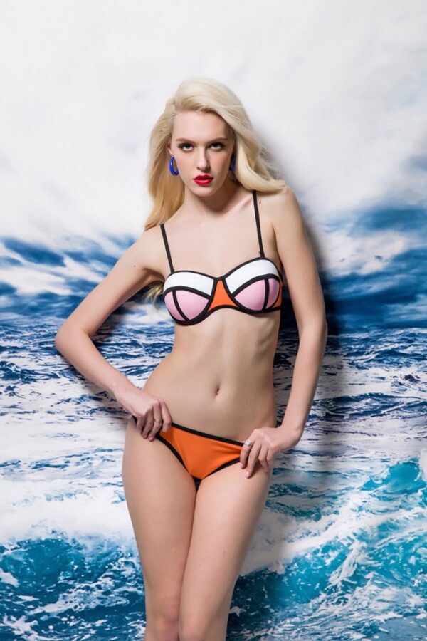 underwired colored orange powder nude white bikini