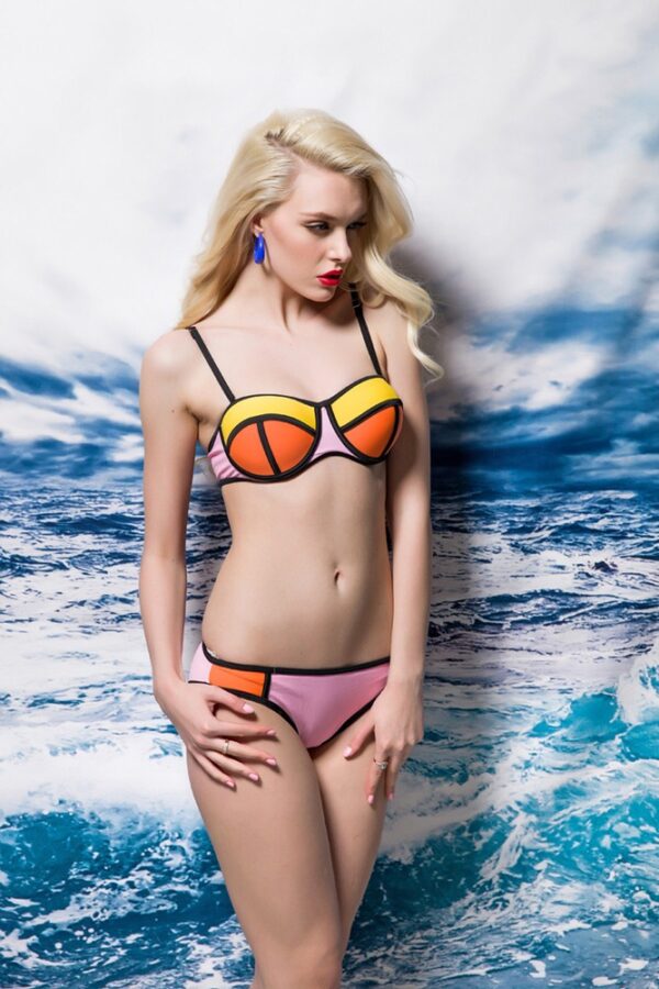 underwired colored orange yellow powder nude bikini