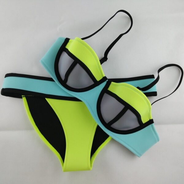 Vibrant Neon Underwired Bikini 3 underwired pistachio green turquoise black colored bikini