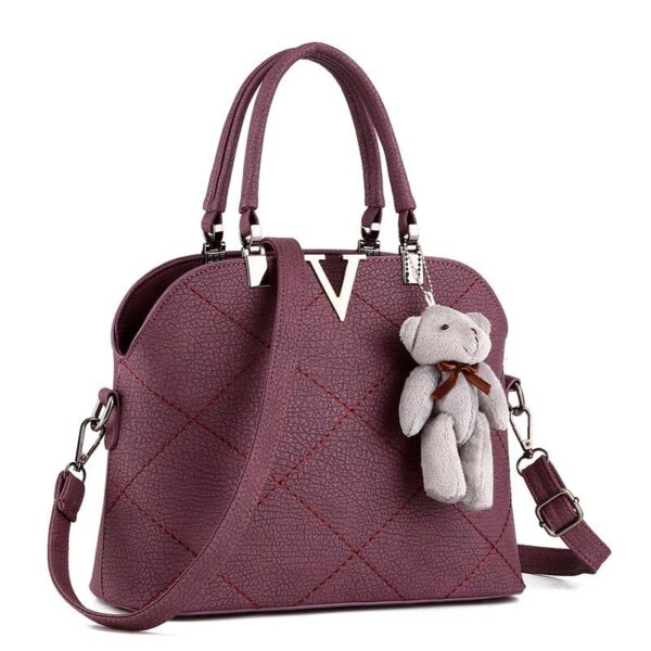 Timeless Quilted Genuine Leather V-Arm Bag 6 v neck leather purple shoulder bag