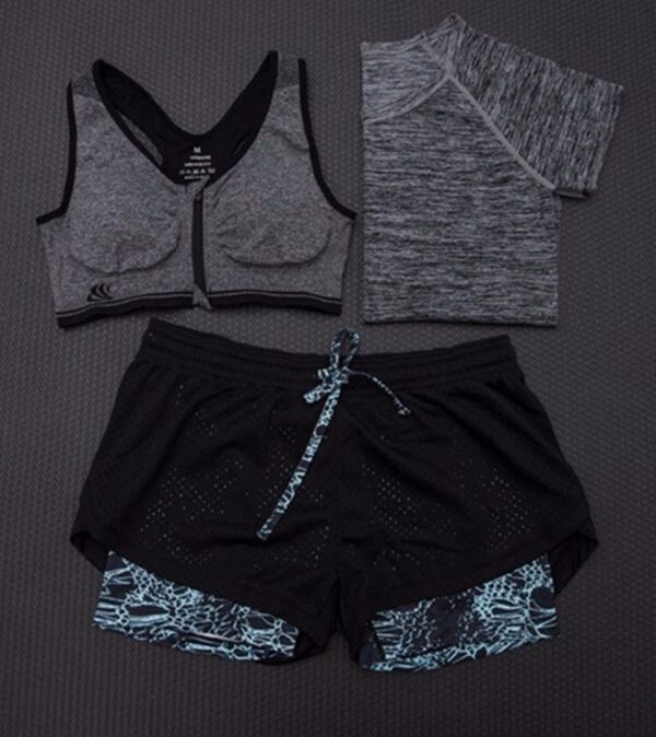 very colored triple set women fitness outfit
