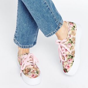 Vintage Floral Platform Sneakers
