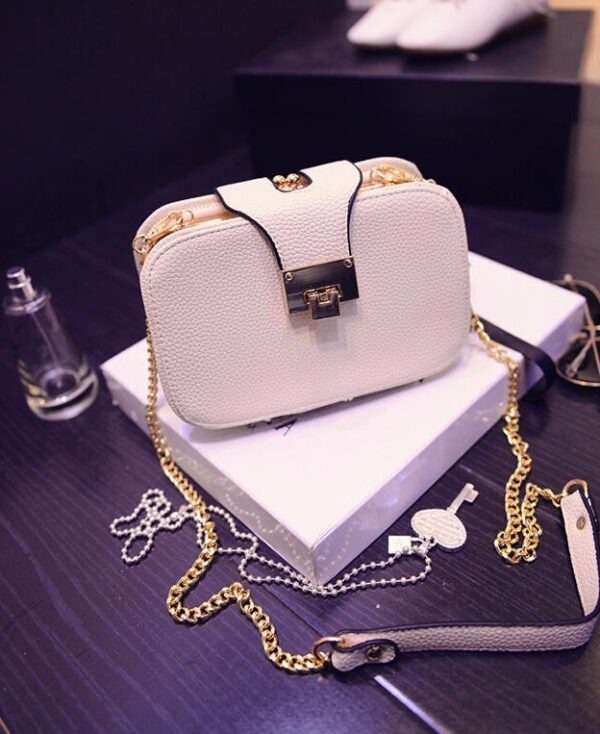 white chained small hand bag