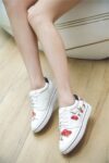 Versatile Floral Embroidered Genuine Leather Sneakers