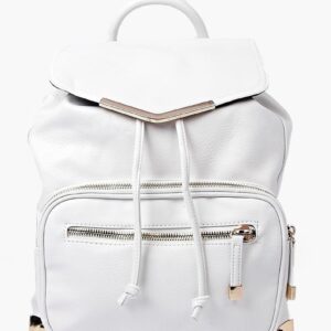 Elegant White Vegan Leather Minimalist Backpack