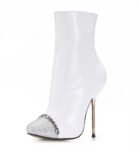 Glamorous Chain Embellished Pointy Toe Metal Stiletto Booties