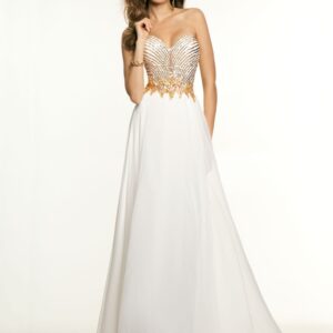 Daring Deep Decollete Chiffon Evening Gown