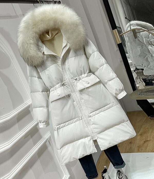 white real fur collar hooded jacket