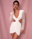 Sparkling Long Sleeve Plunge Sequin Mini Dress