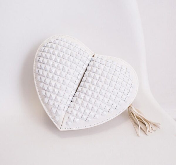 white small heart bag